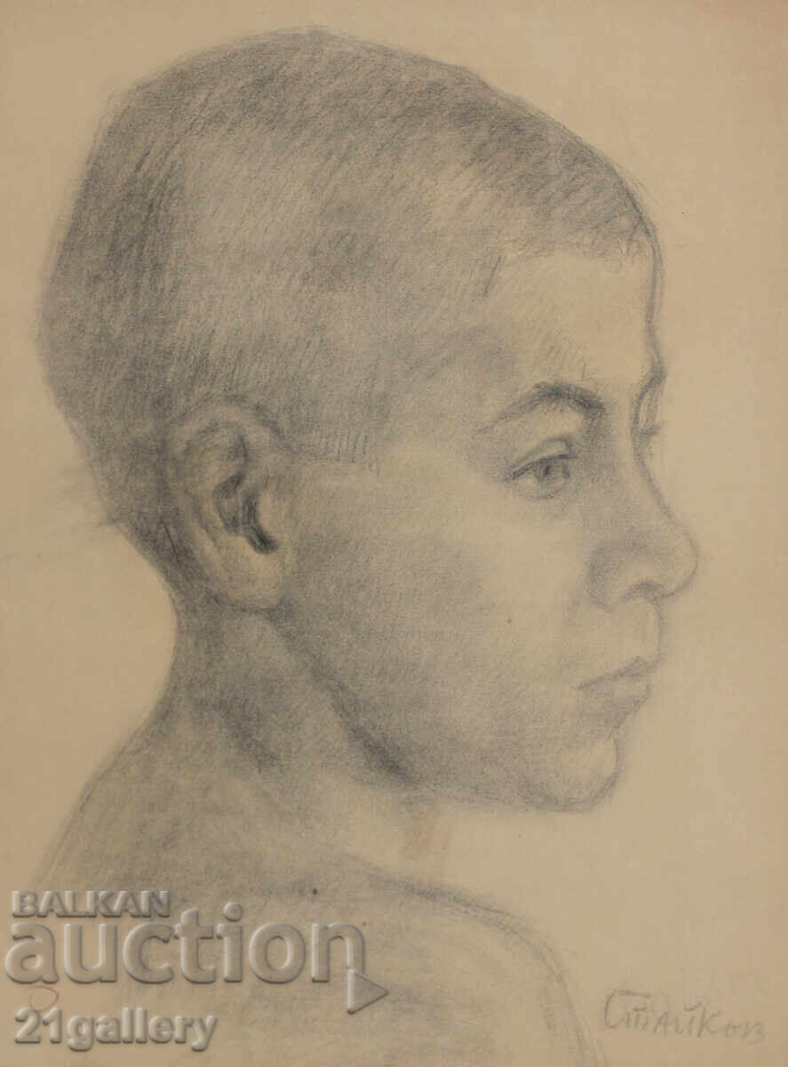 Old pencil drawing portrait of a boy, signed with price 300.00 BGN | € 153.39 Old pencil drawing portrait of a boy, signed with price 300.00 BGN | € 153.39