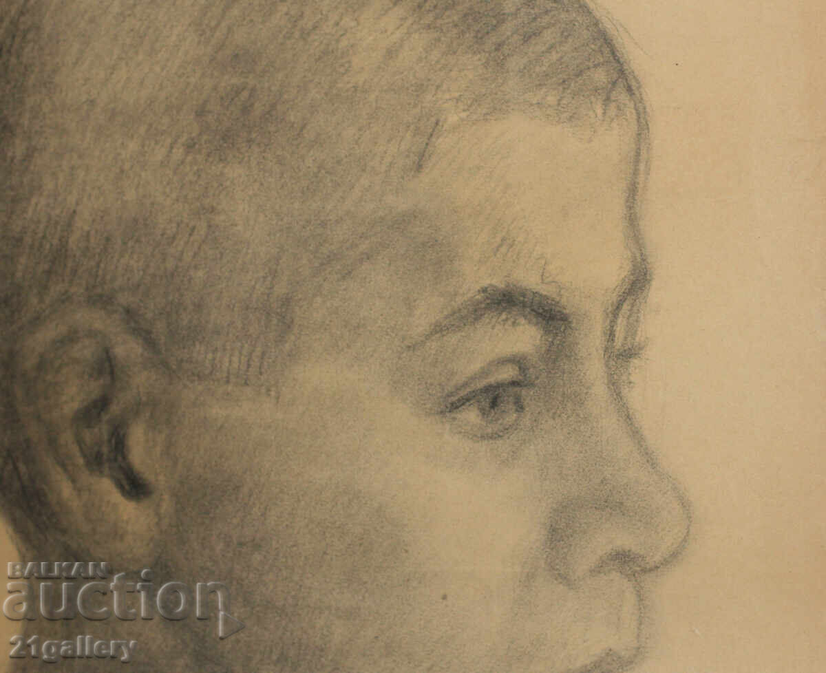Delivery of Old pencil drawing portrait of a boy, signed Delivery of Old pencil drawing portrait of a boy, signed