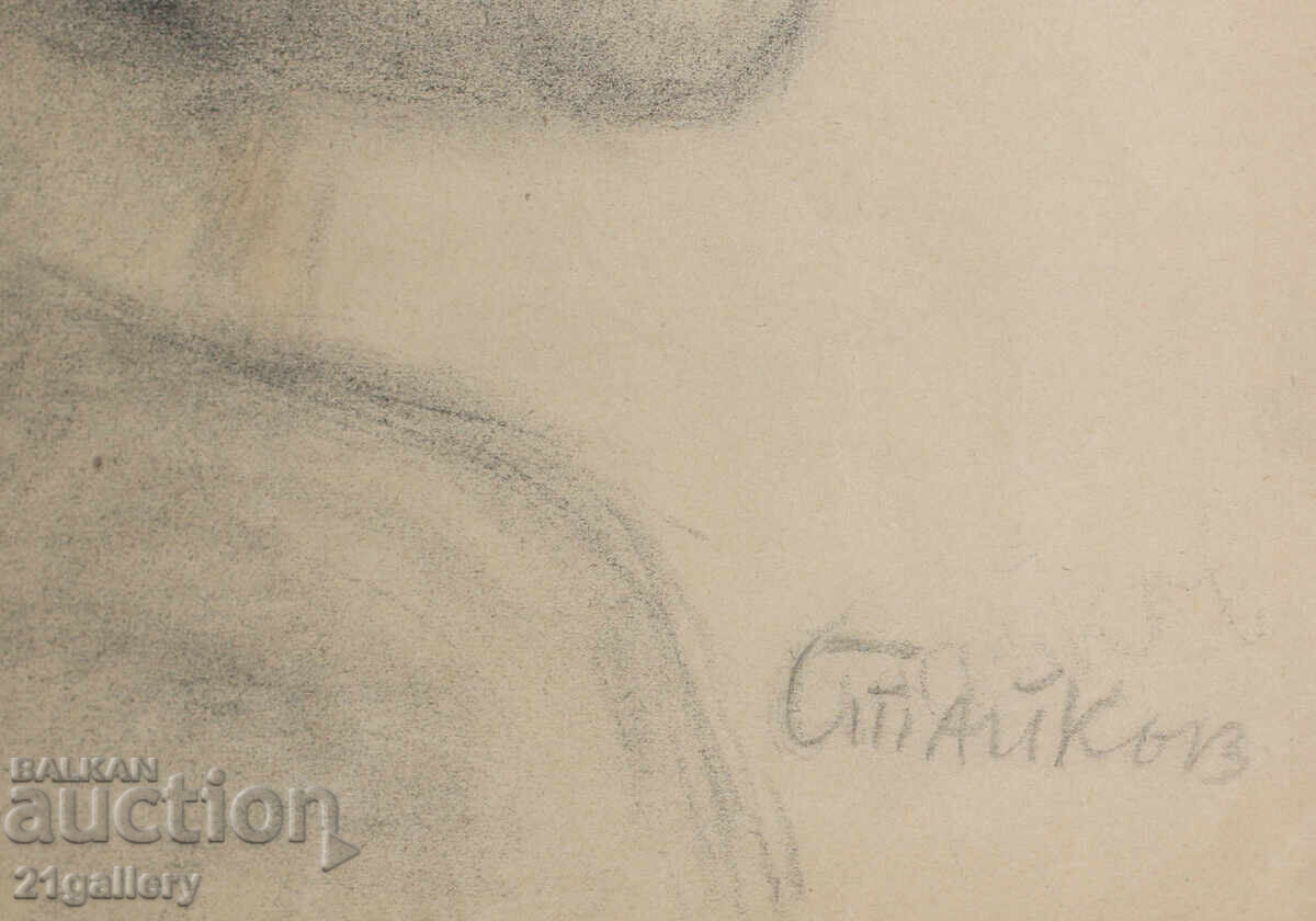 Old pencil drawing portrait of a boy, signed - 7 Old pencil drawing portrait of a boy, signed - 7