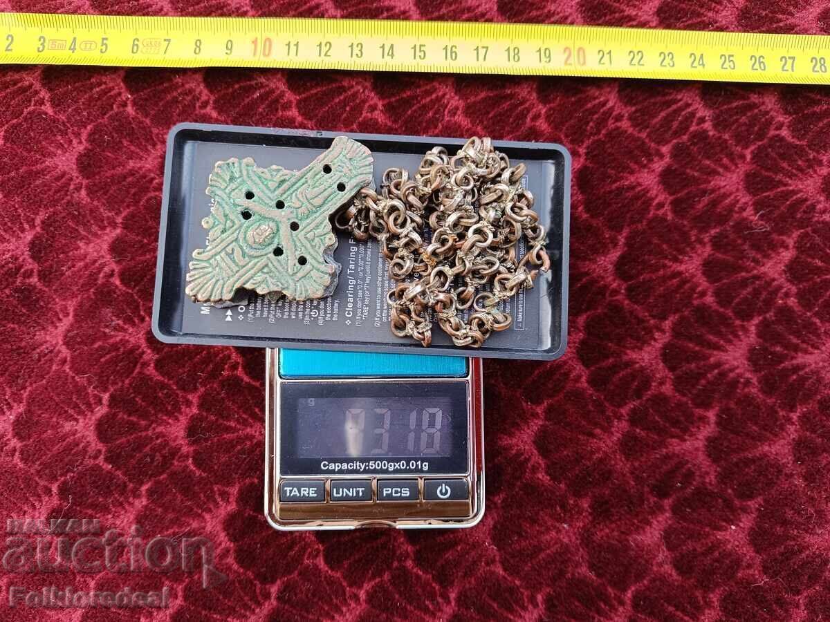 Παράδοση Ασημένιος σταυρός με αλυσίδες για γυναικεία φορεσιά Μπίτολα