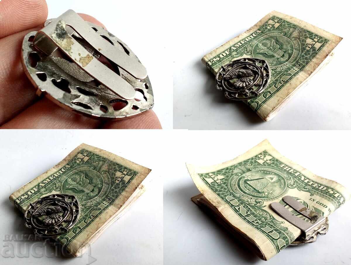 Доставка на Стара посребрена щипка за БАНКНОТИ пари