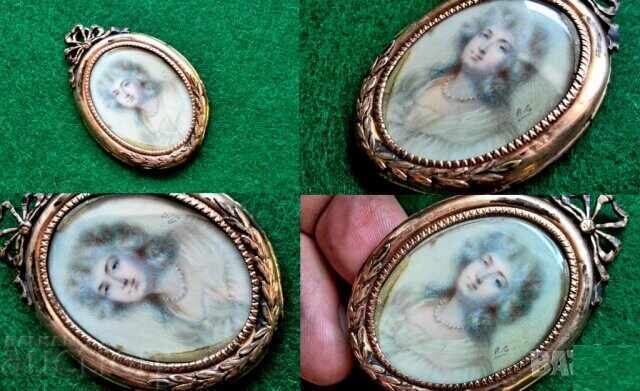 CONSERVAT Miniatura portret antic semnat secolul al XIX-lea - 5 CONSERVAT Miniatura portret antic semnat secolul al XIX-lea - 5