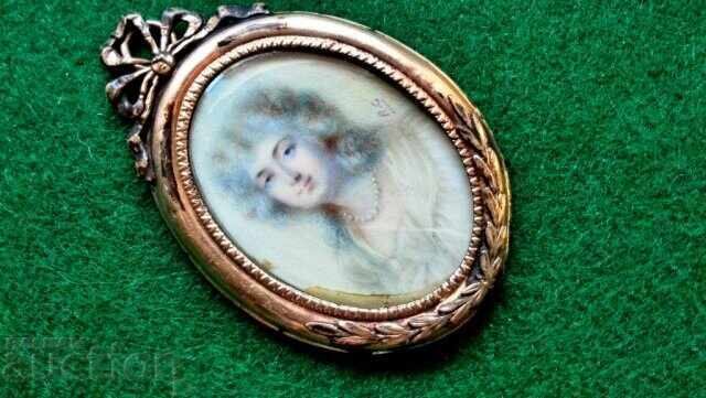 CONSERVAT Miniatura portret antic semnat secolul al XIX-lea - 6 CONSERVAT Miniatura portret antic semnat secolul al XIX-lea - 6