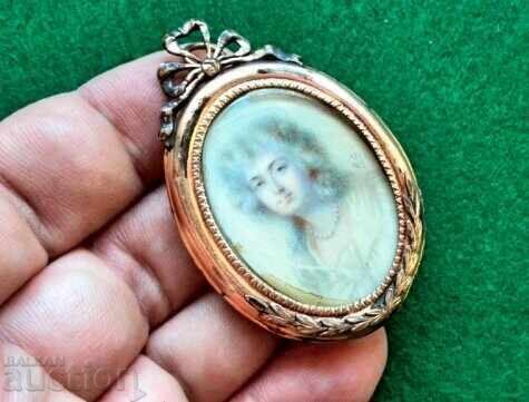 CONSERVAT Miniatura portret antic semnat secolul al XIX-lea - 7