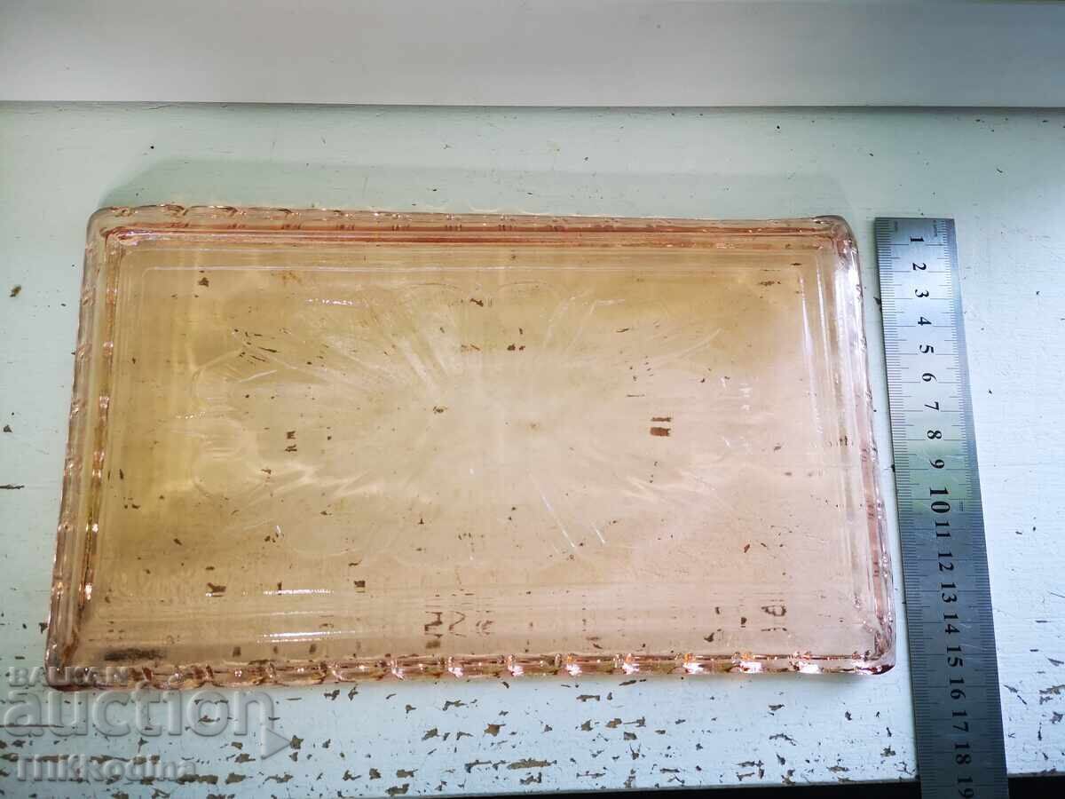 Glass platter, plate. Colored glass with price 15.00 BGN | € 7.67