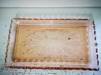 Platou de sticlă, farfurie. Sticlă colorată