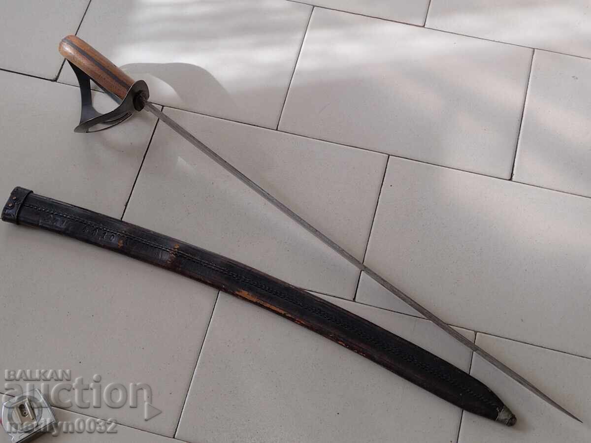 Sabie olandeză klewang cu teacă, lamă spadă, palaș, tesac - 7