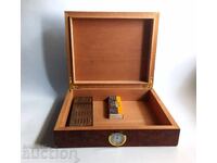 Cutie pentru trabucuri cu higrometru extern, Humidor trabucuri, lemn de cedru