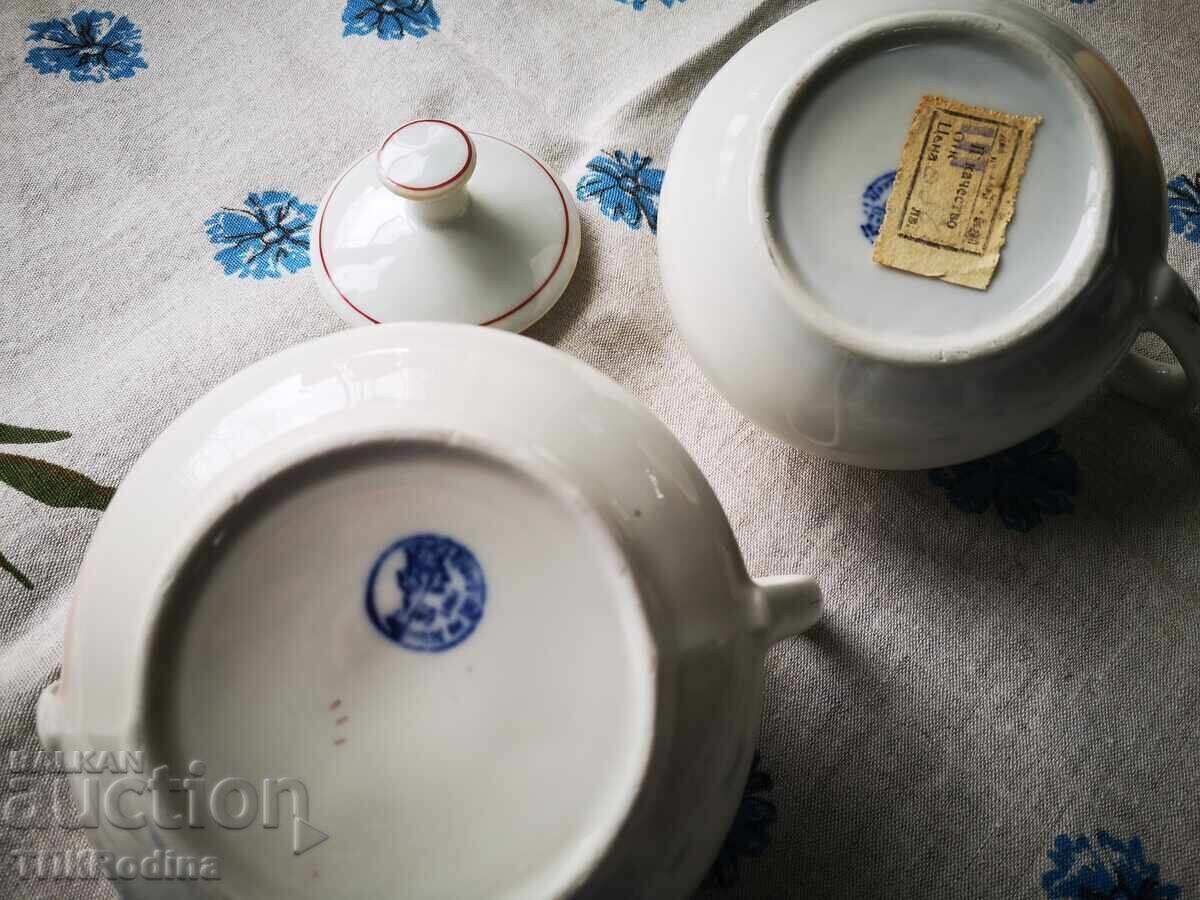 Δημοπρασία Λοτ πορσελάνινης λατιέρας (κανατάκι) και ζαχαριέρας