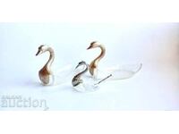 Pair of retro French plates, designed as swans and Swan