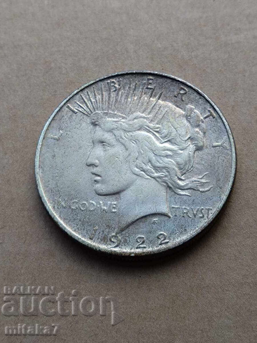 Peace Dollar 1922, Silver, USA with price 104.00 BGN | € 53.17 Peace Dollar 1922, Silver, USA with price 104.00 BGN | € 53.17