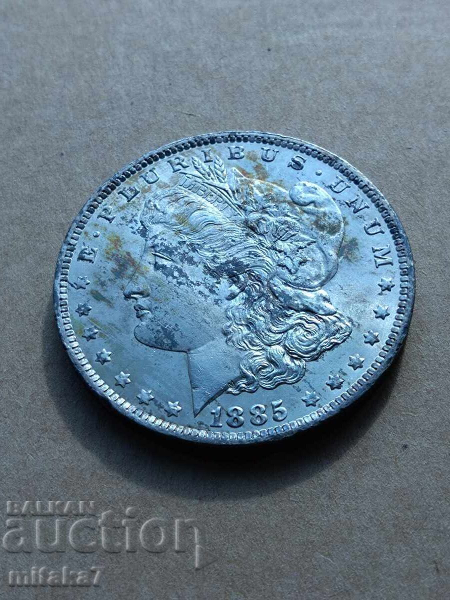 Auction Morgan Dollar 1885-O Year, Silver, USA Auction Morgan Dollar 1885-O Year, Silver, USA