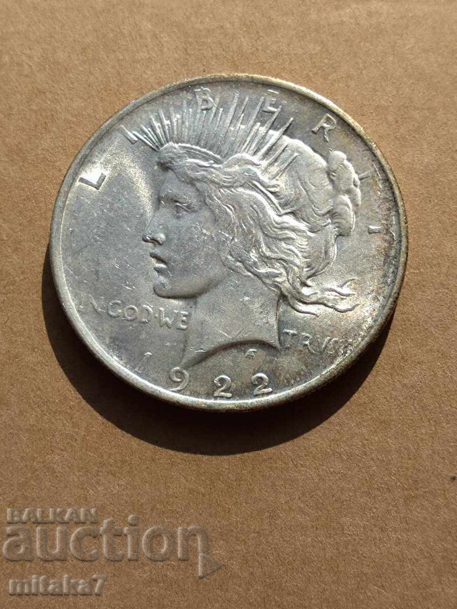 Peace Dollar 1922, Silver, USA with price 108.00 BGN | € 55.22 Peace Dollar 1922, Silver, USA with price 108.00 BGN | € 55.22