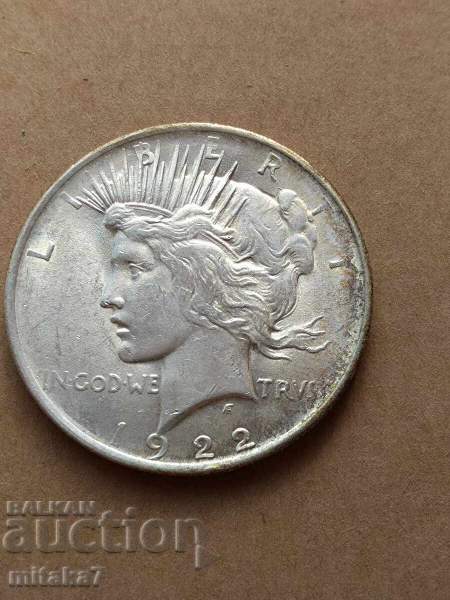Peace Dollar 1922, Silver, USA - 5 Peace Dollar 1922, Silver, USA - 5