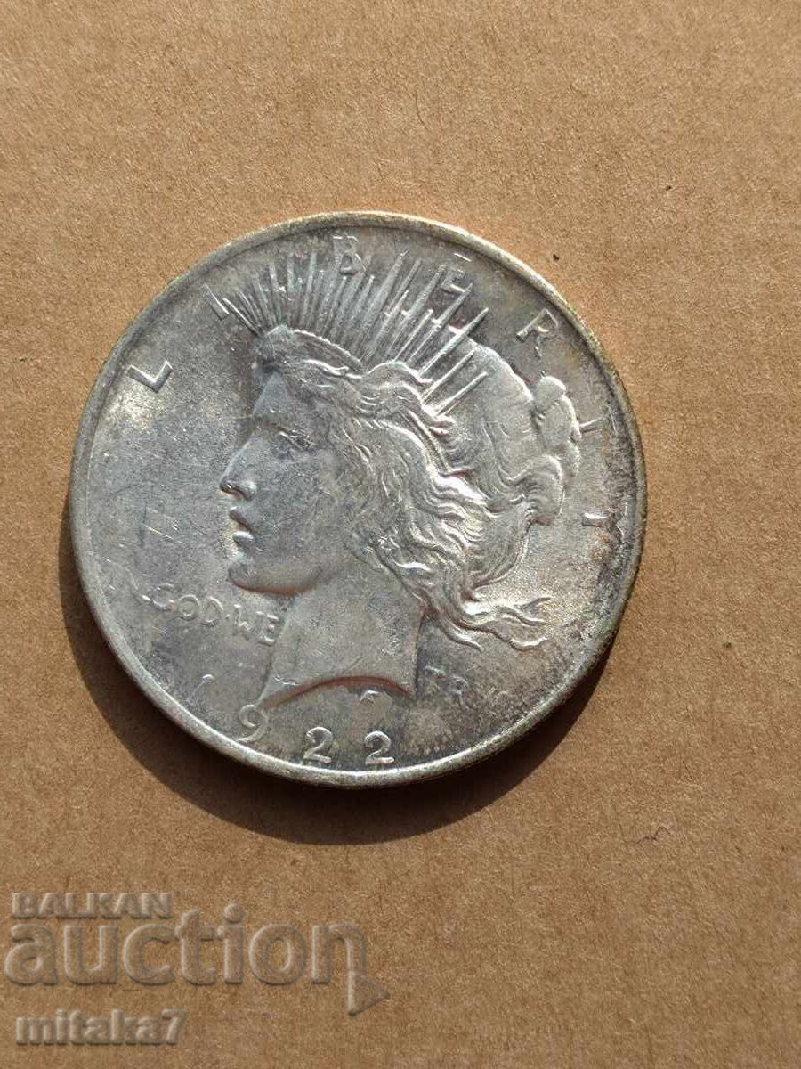 Peace Dollar 1922, Silver, USA Peace Dollar 1922, Silver, USA