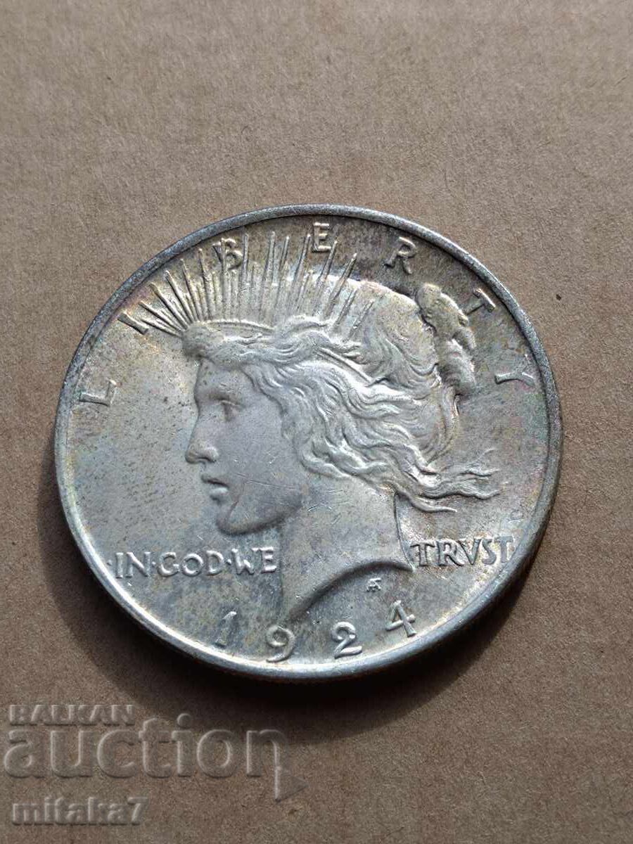 Dolar de pace 1924, argint, SUA cu preț 116.00 BGN | € 59.31 Dolar de pace 1924, argint, SUA cu preț 116.00 BGN | € 59.31