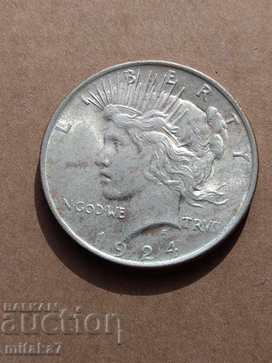 1924 Peace Dollar, Silver, USA with price 116.00 BGN | € 59.31 1924 Peace Dollar, Silver, USA with price 116.00 BGN | € 59.31