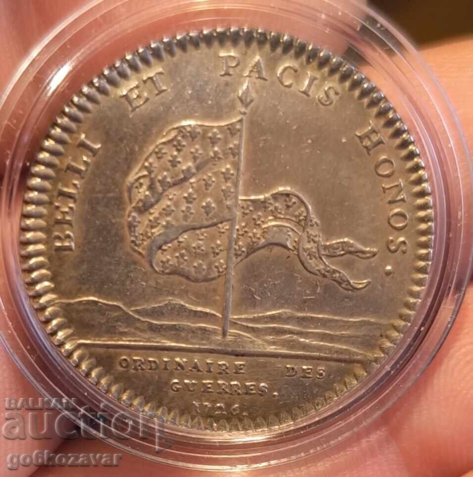 Παράδοση Γαλλικός μάρκας Λουδοβίκου XV 1726 Ασήμι! Κορυφαίο νόμισμα! Σπάνιο!
