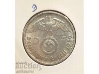 Германия трети райх 5 марки 1936г Сребро !