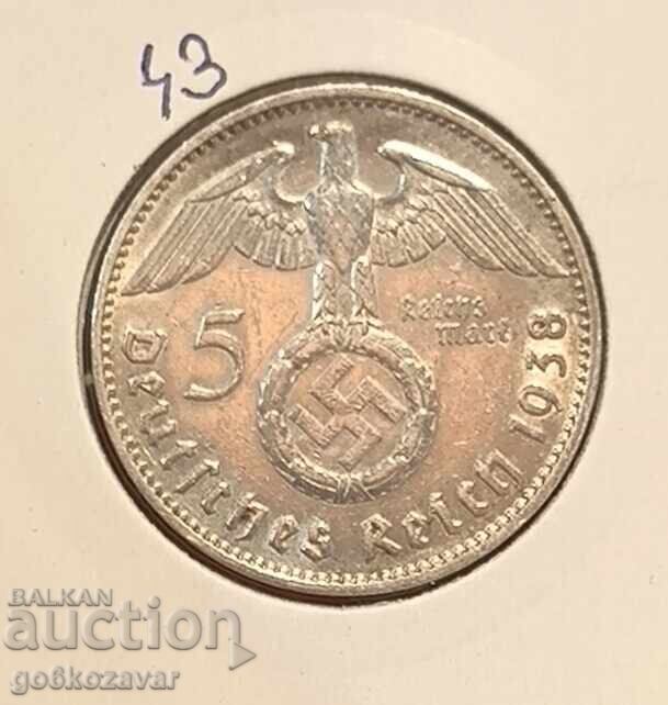 Germania Al Treilea Reich 5 timbre 1938 Argint!