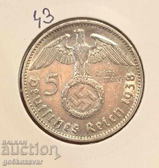 Germania Al Treilea Reich 5 timbre 1938 Argint!