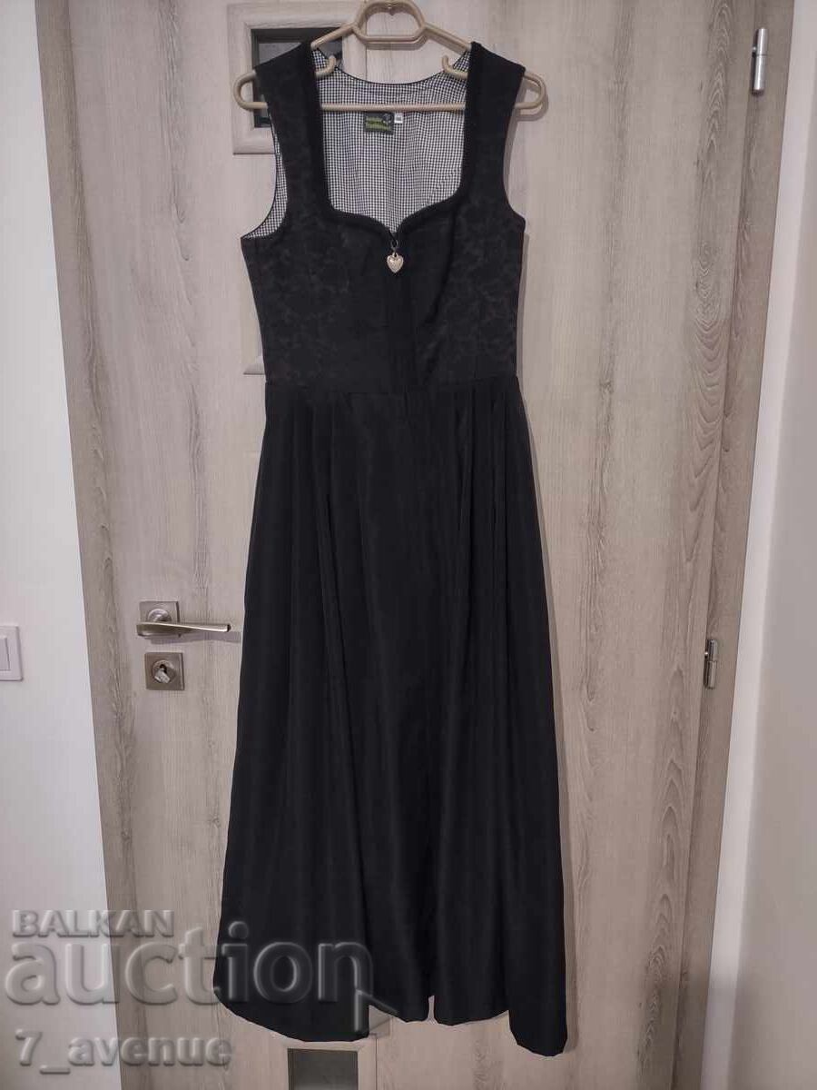 Rochie lungă neagră de designer, cu fermoar, etno, 6.04.25