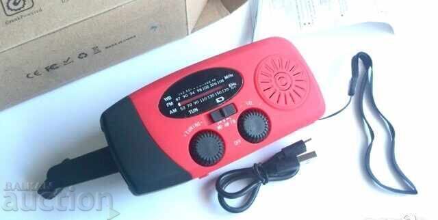 1200mAh Solar Hand Crank Radio Solar AM/FM Weather