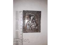 Old small icon of the VIRGIN MARY - wood with metal casing