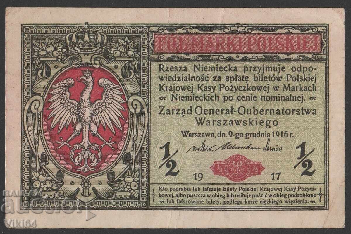 Poland Banknote 1/2 Mark 1916 1917 German Occupation