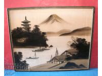 Artă de acuarelă pentru perete cu motive japoneze pe mătase