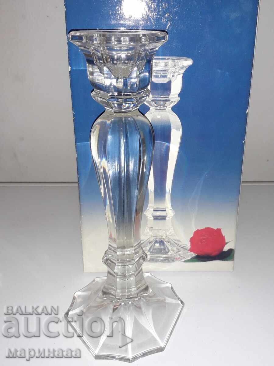 NEW MASSIVE CRYSTAL CANDLEHOLDER. AUSTRIA NEW MASSIVE CRYSTAL CANDLEHOLDER. AUSTRIA