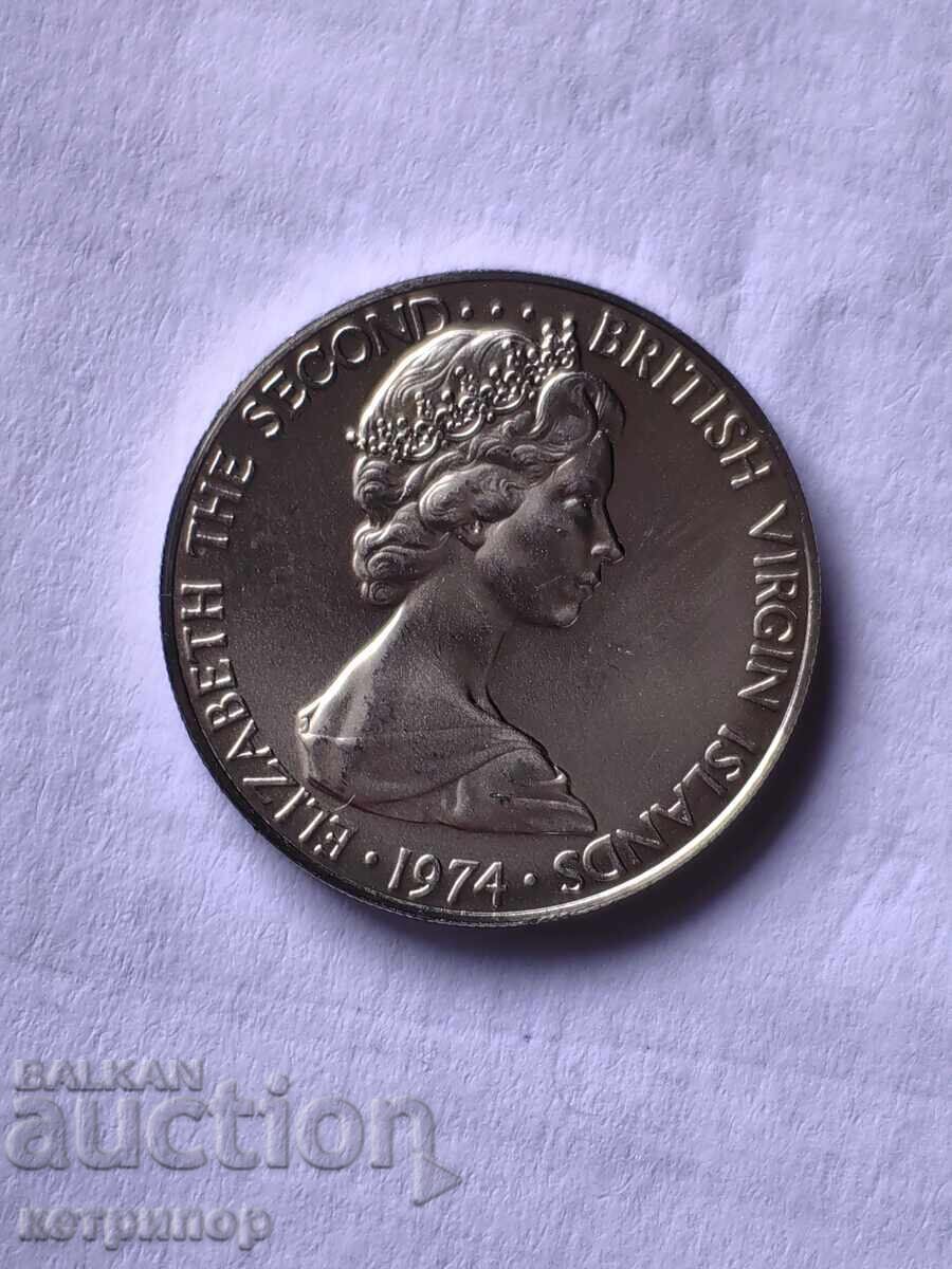 25 cenți Insulele Virgine Britanice nichel perfect 1974 cu preț 22.00 BGN | € 11.25