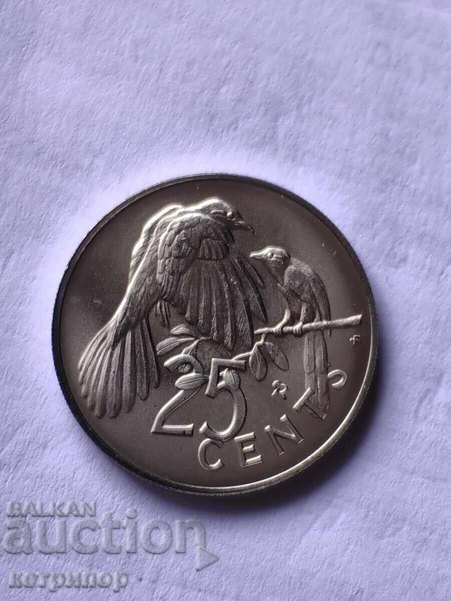 25 cenți Insulele Virgine Britanice nichel perfect 1974