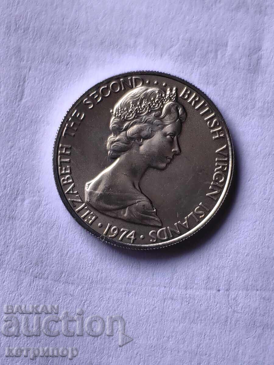 10 цента Британски Вирджински Острови никел перфектна 1974 г с цена 20.00 лв. | € 10.23