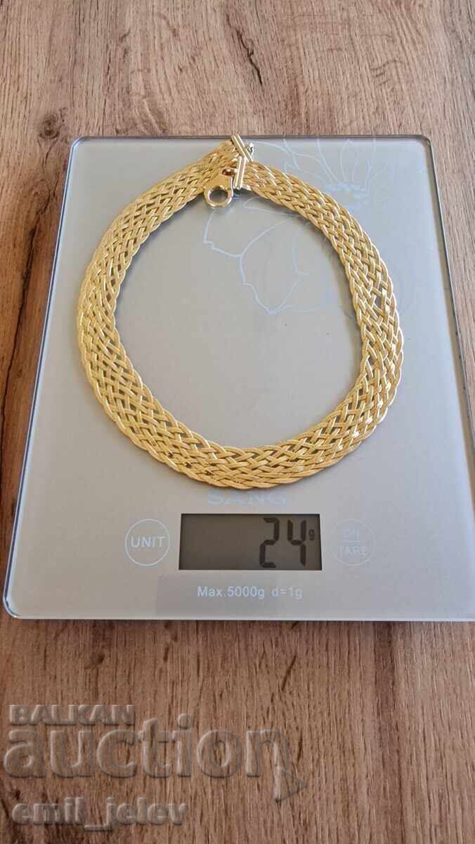 Licitație Lanț (placat cu aur) de argint, colier, lănțișor, lanț - proba 0.925