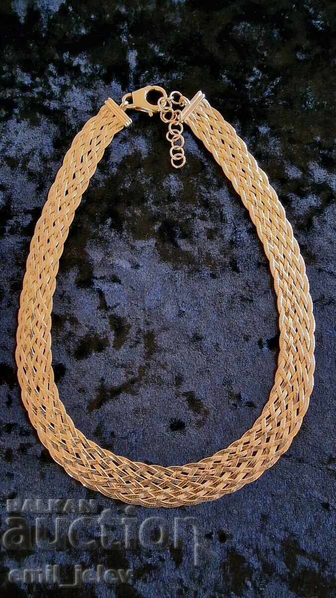 Lanț (placat cu aur) de argint, colier, lănțișor, lanț - proba 0.925