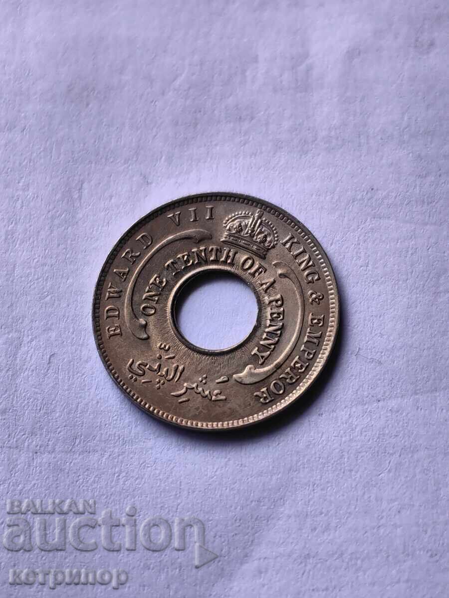 1/10 пени Нигерия и Британска Западна Африка 1908  г