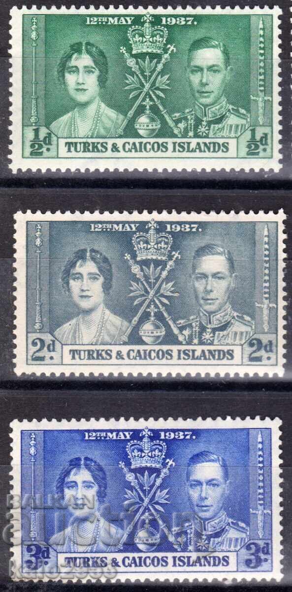 GB/Insulele Turks și Caicos - 1937 - Încoronarea KG VI & QE - serie, MLH