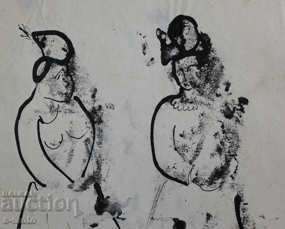 Жени - стара рисунка туш, средата на 20 - ти век - 6