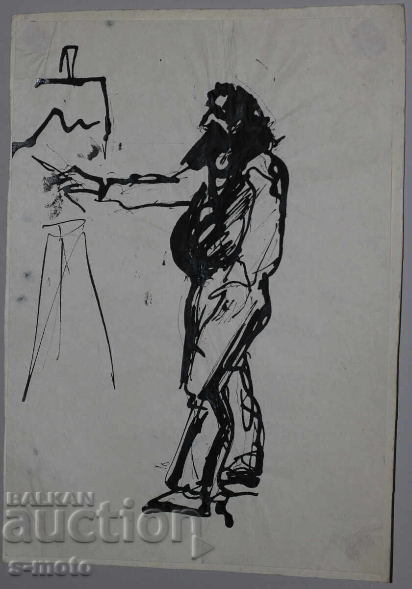 Δημοπρασία Παλιά μελάνη, πορτρέτο, μέσα του 20ου αιώνα