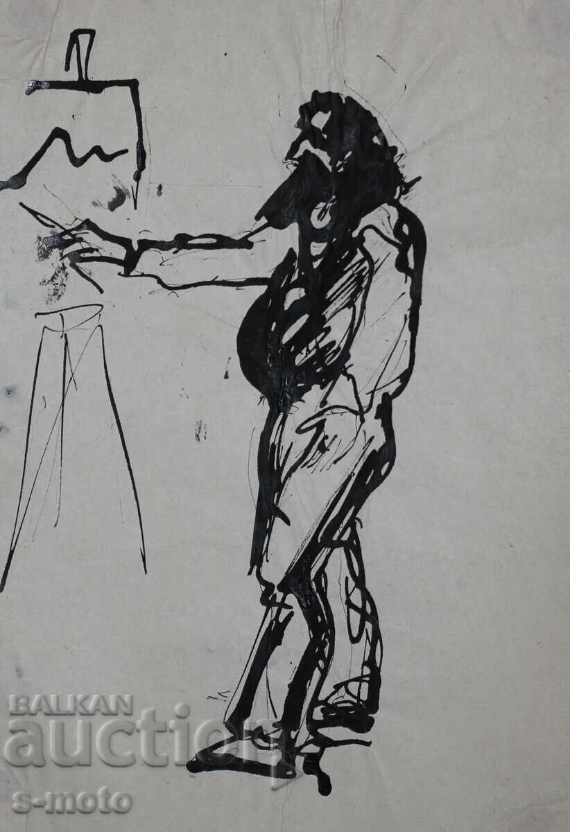 Παλιά μελάνη, πορτρέτο, μέσα του 20ου αιώνα