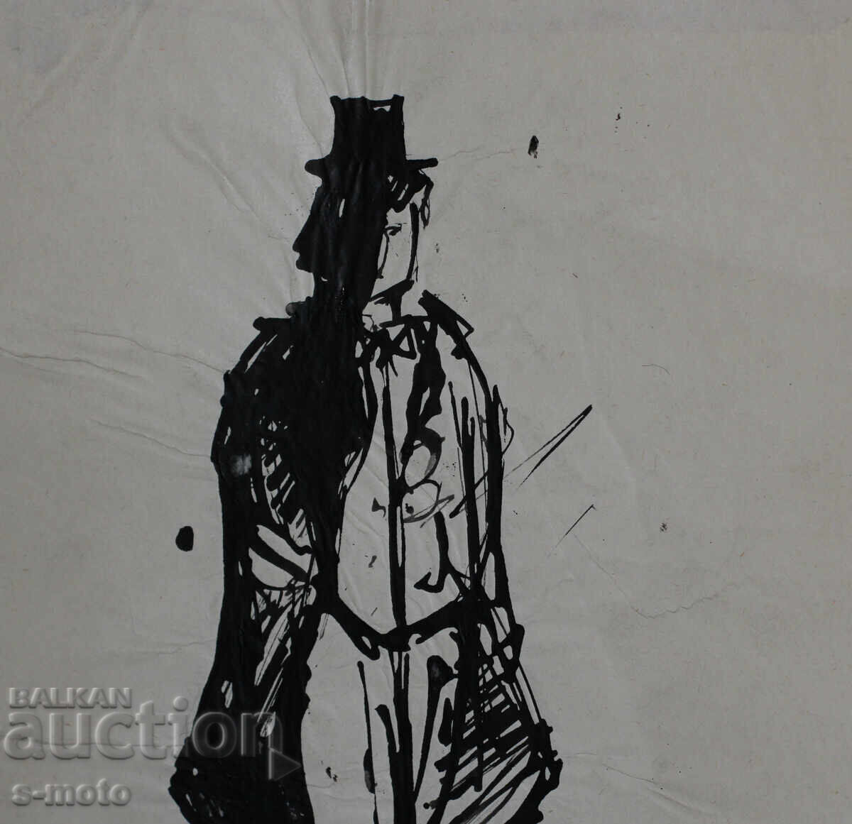 Стара рисунка туш, портрет, средата на 20 - ти век - 5