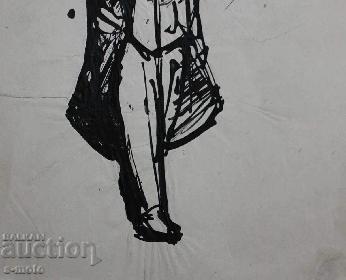 Стара рисунка туш, портрет, средата на 20 - ти век - 7