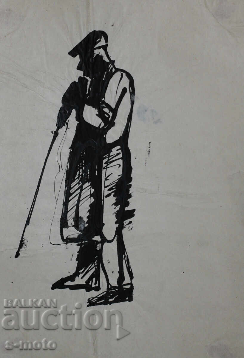 Παλιά μελάνη, ηλικιωμένος άνδρας, μέσα 20ου αιώνα με τιμή 180.00 BGN | € 92.03