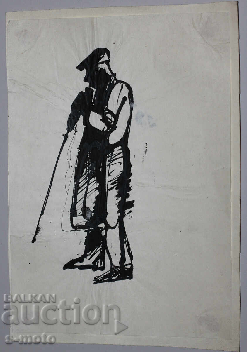 Δημοπρασία Παλιά μελάνη, ηλικιωμένος άνδρας, μέσα 20ου αιώνα