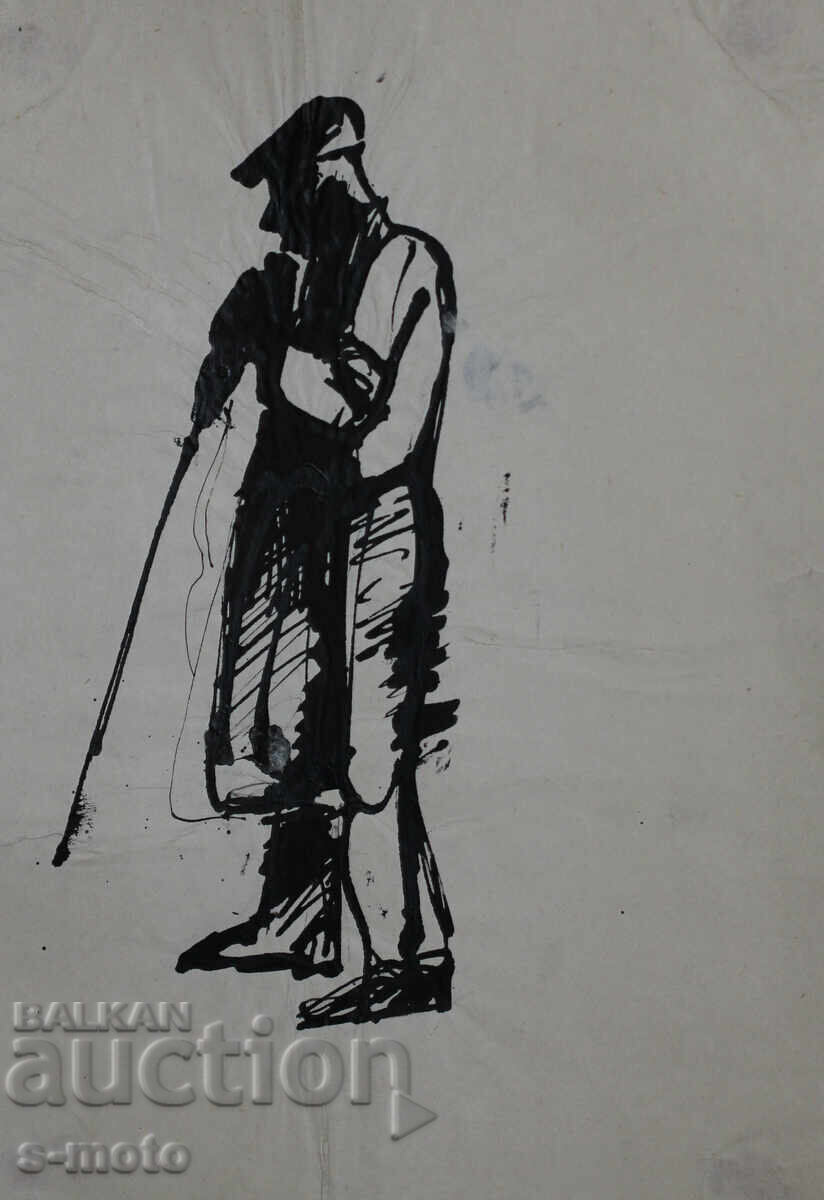 Παλιά μελάνη, ηλικιωμένος άνδρας, μέσα 20ου αιώνα