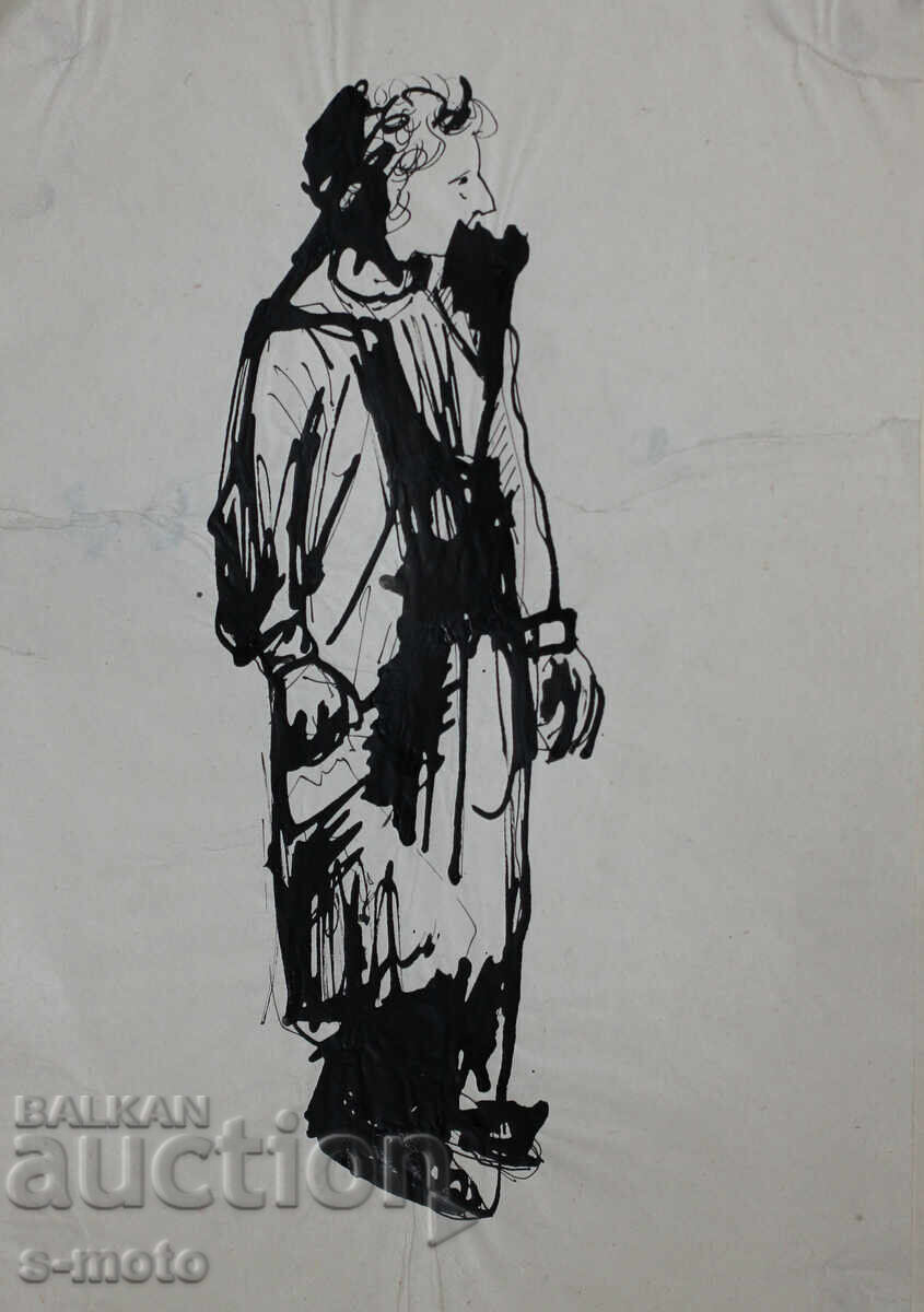 Παλιά μελάνη, πορτρέτο άνδρα, μέσα 20ου αιώνα με τιμή 180.00 BGN | € 92.03