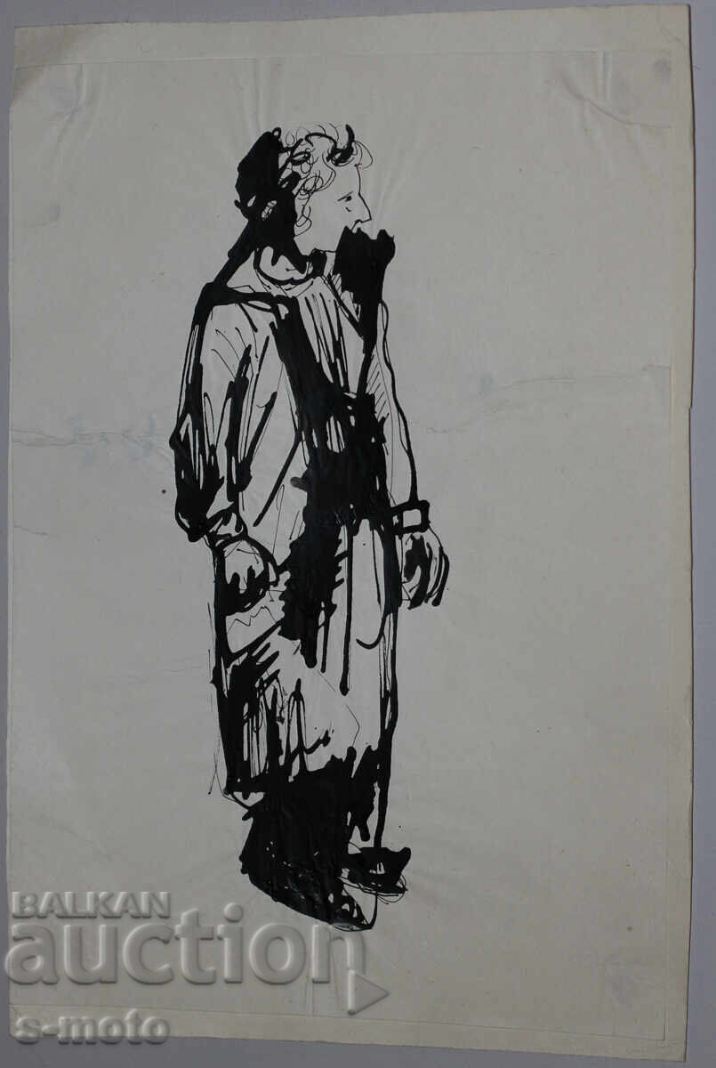 Δημοπρασία Παλιά μελάνη, πορτρέτο άνδρα, μέσα 20ου αιώνα