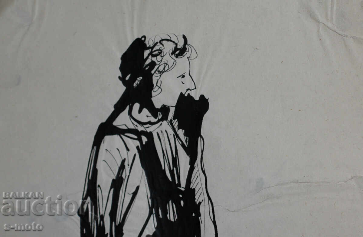 Παλιά μελάνη, πορτρέτο άνδρα, μέσα 20ου αιώνα - 5