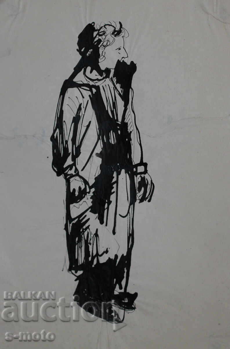 Παλιά μελάνη, πορτρέτο άνδρα, μέσα 20ου αιώνα